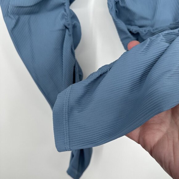 ZYIA Active Storm Parallel Luxe High Waist Ribbed Blue Gray Leggings Size 2 - Picture 3 of 4